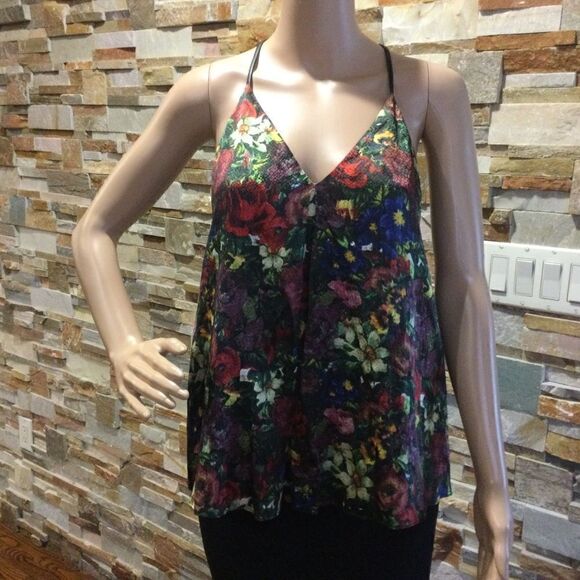 ALICE + OLIVIA Silk Floral Print Top - Picture 1 of 10